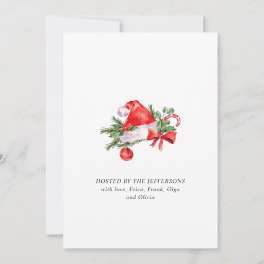 フェスティバルサンタハットホリデークリスマスイブパーティー 招待状 (裏面)