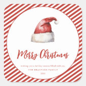 フェスティバルサンタハットレッドストライプ スクエアシール (正面)