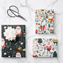 フェスティバルサンタパターンラッピング紙シート ラッピングペーパーシート