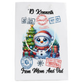 フェスティバルサンタホリデーデコレーション ミディアムペーパーバッグ (正面)