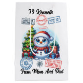 フェスティバルサンタホリデーデコレーション ミディアムペーパーバッグ (裏面)