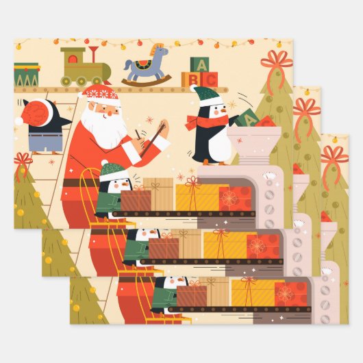 フェスティバルサンタワークショップシーン ラッピングペーパーシート (セット)