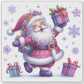 フェスティバルサンタ付きJoyful Violetクリスマスシール シール (正面)