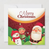 フェスティバルサンタ小妖精や小人&雪だるまクリスマスカード (正面)