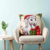 フェスティバルサンタ帽に贈り物を入れた漫画の馬 クッション (椅子)