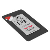 フェスティバルサンタ帽子、グレー/日付の結婚保存 マグネット (右側)