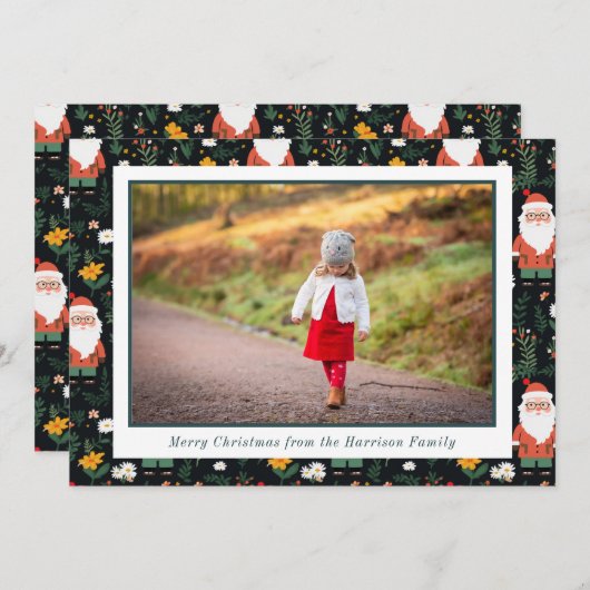 フェスティバルサンタ模様クリスマスフォト シーズンカード (正面/裏面)