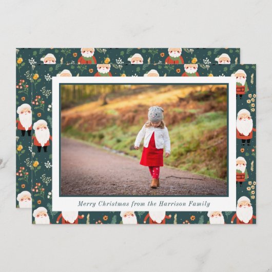 フェスティバルサンタ模様クリスマスフォト シーズンカード (正面/裏面)