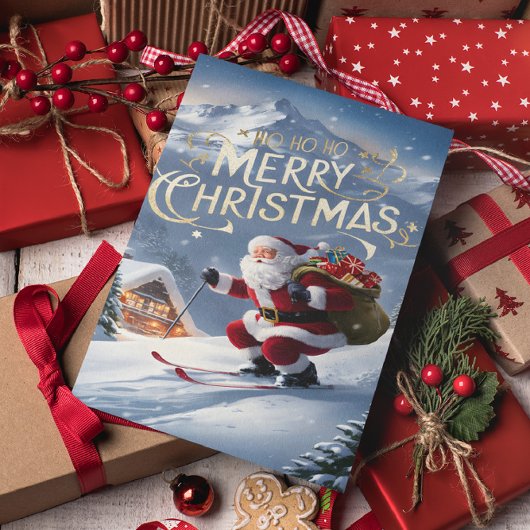 フェスティバルサンタ滑り降り雪斜面 ポストカード