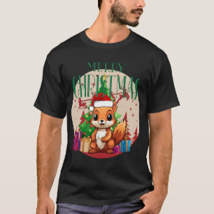 フェスティバルサンタ・ハットで微笑むリス Tシャツ
