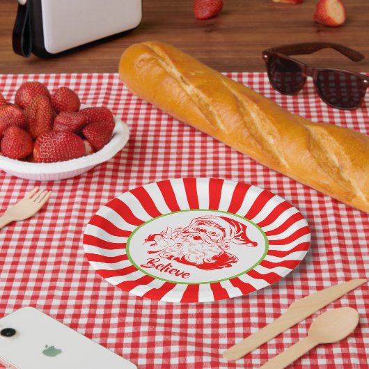 フェスティバルサンタ「信じ」クリスマス紙プレート ペーパープレート (ピクニック)