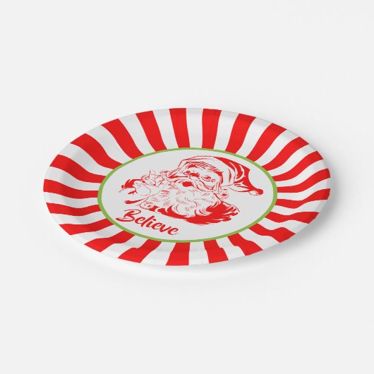 フェスティバルサンタ「信じ」クリスマス紙プレート ペーパープレート (アングル)