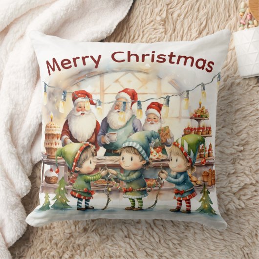 フェスティバルサンタ&小妖精や小人ホリデーデコール クッション (ブランケット)