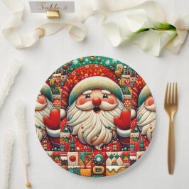 フェスティバルサンタ（明るい色とおもちゃつき） ペーパープレート