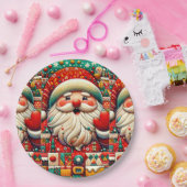 フェスティバルサンタ（明るい色とおもちゃつき） ペーパープレート (パーティー)