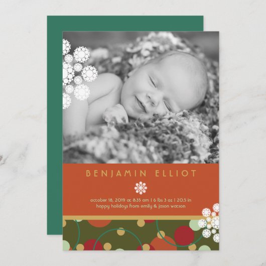 フェスティバルサークル休日の写真誕生のお知らせ シーズンカード (正面/裏面)