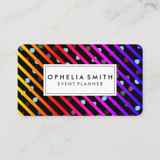 フェスティバルシックストライプなドットとドットのテクスチャ 名刺 (正面)