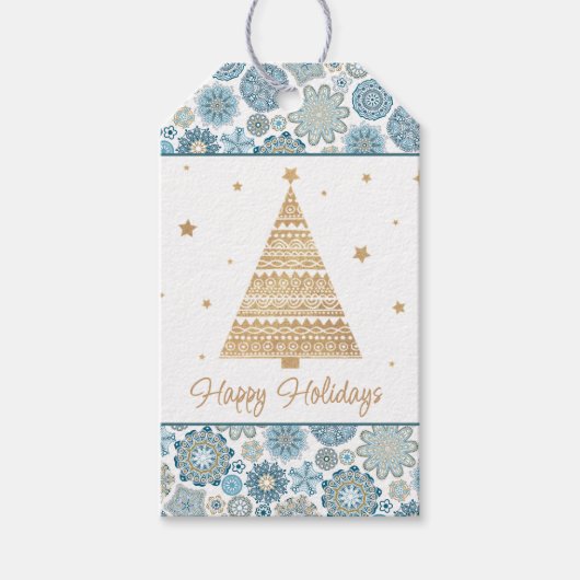 フェスティバルシックフローラマンダラスノーフレークのパターン ギフトタグ (正面)
