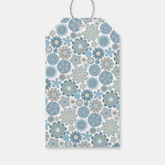 フェスティバルシックフローラマンダラスノーフレークのパターン ギフトタグ (裏面)