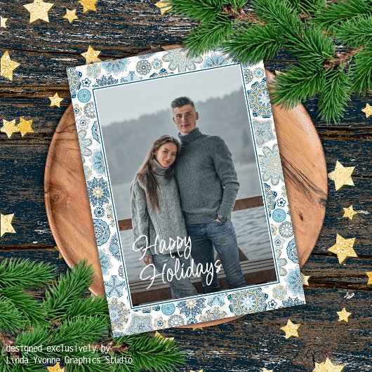 フェスティバルシックフローラマンダラスノーフレークのパターン シーズンカード