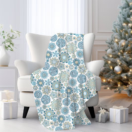 フェスティバルシックフローラマンダラスノーフレークのパターン フリースブランケット