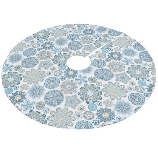 フェスティバルシックフローラマンダラスノーフレークのパターン フリース ツリースカート (アングル)