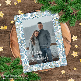 フェスティバルシックフローラマンダラスノーフレークのパターン ポストカード