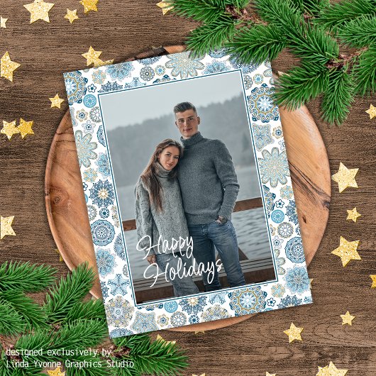 フェスティバルシックフローラマンダラスノーフレークのパターン ポストカード