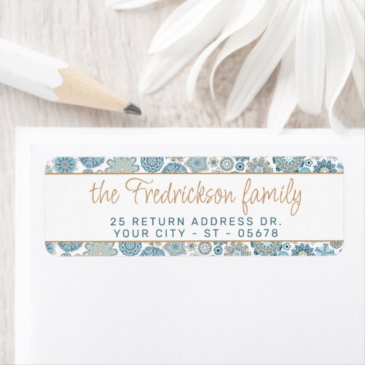 フェスティバルシックフローラマンダラスノーフレークのパターン ラベル (インサイチュ)