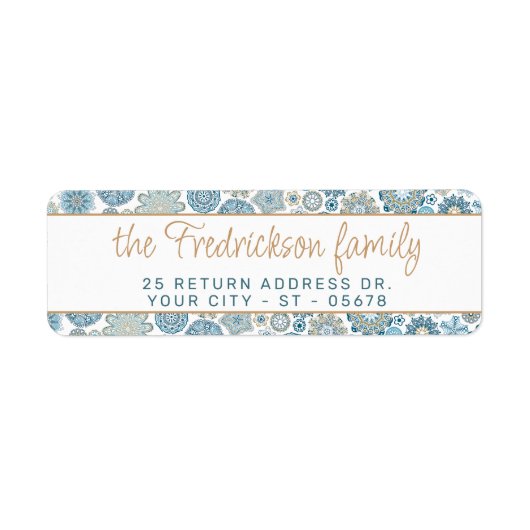 フェスティバルシックフローラマンダラスノーフレークのパターン ラベル (正面)