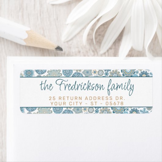 フェスティバルシックフローラマンダラスノーフレークのパターン ラベル (インサイチュ)