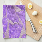 フェスティバルシック光沢のある紫のグリッター石 キッチンタオル (四つ折り)