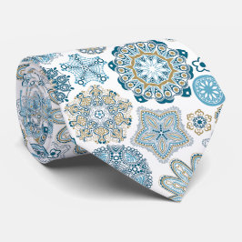 フェスティバルシック冬マンダラスノーフレークのパターン ネクタイ