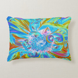 フェスティバルシャルトリュースアンドブルーダリアフラワー花びら アクセントクッション