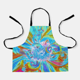 フェスティバルシャルトリュースアンドブルーダリアフラワー花びら エプロン