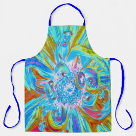 フェスティバルシャルトリュースアンドブルーダリアフラワー花びら エプロン