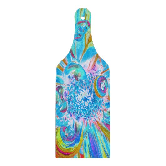 フェスティバルシャルトリュースアンドブルーダリアフラワー花びら カッティングボード (正面)