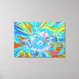 フェスティバルシャルトリュースアンドブルーダリアフラワー花びら キャンバスプリント