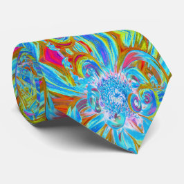 フェスティバルシャルトリュースアンドブルーダリアフラワー花びら ネクタイ