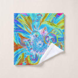 フェスティバルシャルトリュースアンドブルーダリアフラワー花びら バスタオルセット