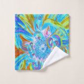 フェスティバルシャルトリュースアンドブルーダリアフラワー花びら バスタオルセット (ウォッシュタオル)