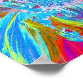 フェスティバルシャルトリュースアンドブルーダリアフラワー花びら ポスター (角)