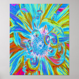 フェスティバルシャルトリュースアンドブルーダリアフラワー花びら ポスター