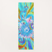 フェスティバルシャルトリュースアンドブルーダリアフラワー花びら ヨガマット (正面)