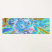 フェスティバルシャルトリュースアンドブルーダリアフラワー花びら ヨガマット (正面(横))