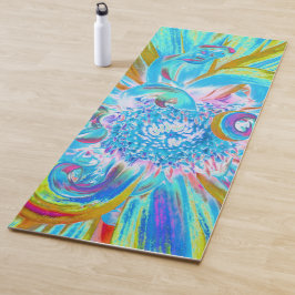 フェスティバルシャルトリュースアンドブルーダリアフラワー花びら ヨガマット