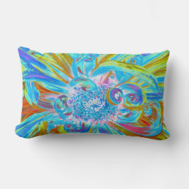 フェスティバルシャルトリュースアンドブルーダリアフラワー花びら ランバークッション