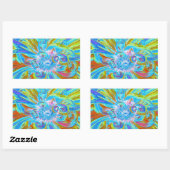 フェスティバルシャルトリュースアンドブルーダリアフラワー花びら 長方形シール (シート)