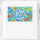 フェスティバルシャルトリュースアンドブルーダリアフラワー花びら 長方形シール (バッグ)