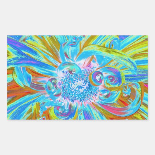 フェスティバルシャルトリュースアンドブルーダリアフラワー花びら 長方形シール (正面)